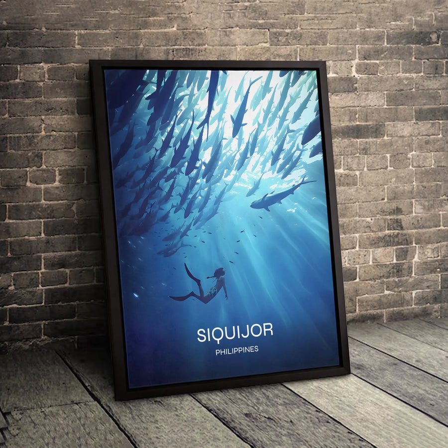 Siquijor Philippines Wall Art | Freediving Ocean Scene with School of Fish | Premium 1.25 Inch Gallery Canvas | Travel Decor Gift for Scuba Divers