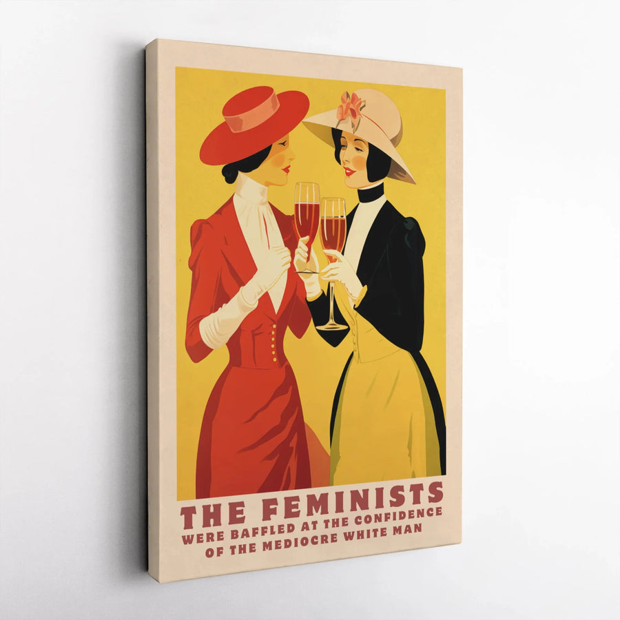 Feminist Wall Art Canvas | Retro Vintage Aesthetic Poster | Premium Gallery Wrap Print | Witty Quote Decor for Office or Living Room Gift