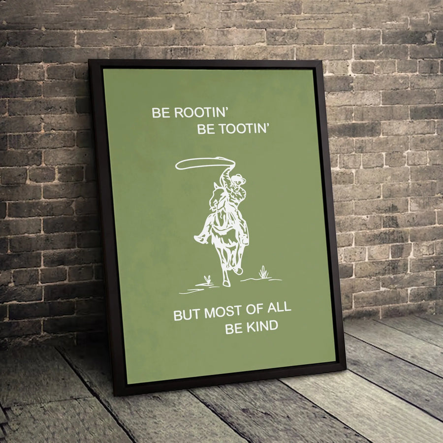 Western Wall Art Canvas | Be Rootin' Be Tootin' Cowboy Quote | Premium 1.25" Gallery Wrap | Funny Country Home Decor Gift
