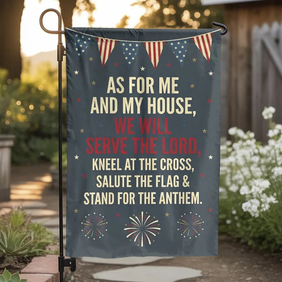 Christian Patriotic Garden Flag | As For Me And My House Quote | Double Sided Weather Resistant Polyester | Religious American Yard Decor Gift