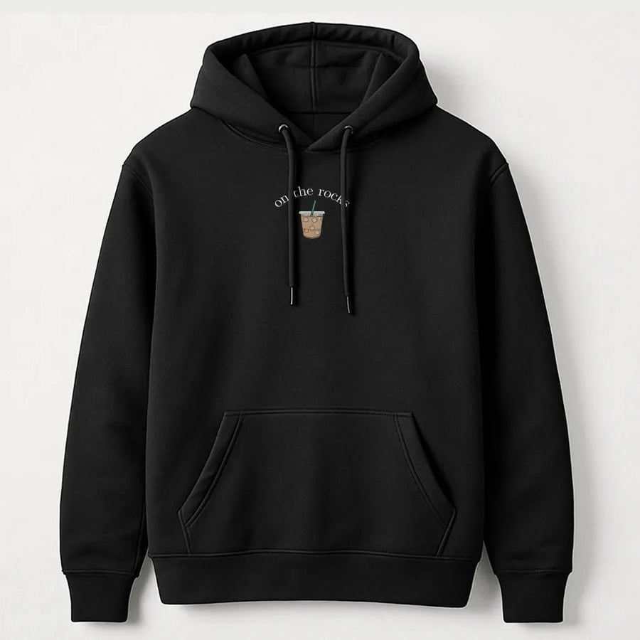 On The Rocks Iced Coffee Hoodie | Minimalist Graphic Pullover | Premium Comfort Colors | Unisex Gift for Coffee Lovers