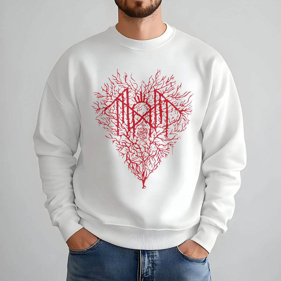 Gothic Heart Root Sweatshirt | Red Branch Design | Premium Cotton Blend Crewneck | Unisex Alternative Streetwear Gift For Metal Lovers