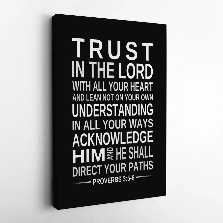 Trust In The Lord Canvas | Proverbs 3:5-6 Bible Verse Wall Art | Premium Gallery Wrap Decor | Christian Home Gift for Faith & Inspiration