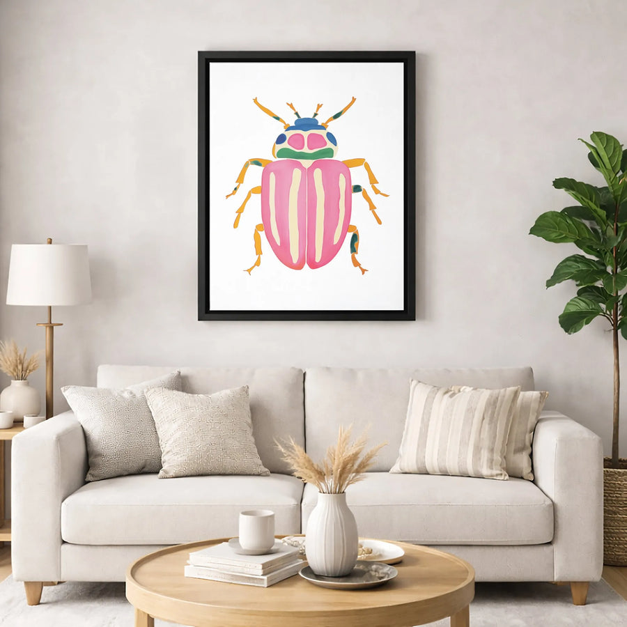 Colorful Beetle Wall Art | Modern Insect Nature Illustration | Premium 1.25-Inch Canvas Print | Gallery Quality Gift for Entomology Enthusiasts
