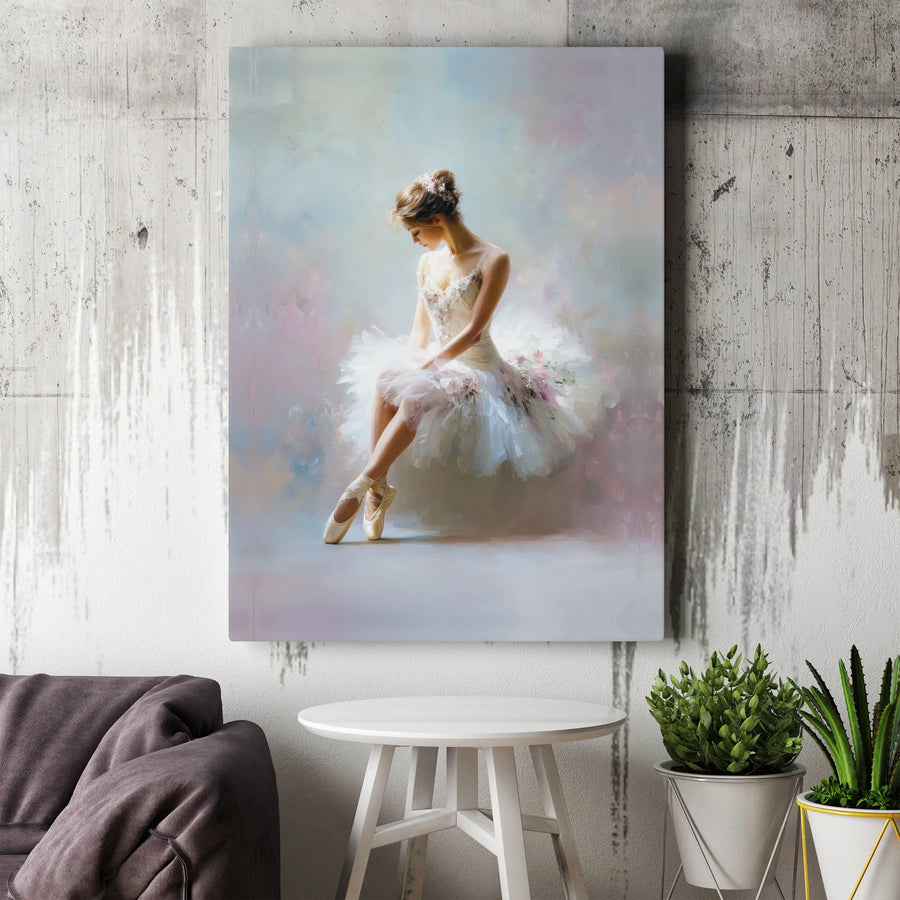 Seated Ballerina Wall Art | Impressionist Ballet Dancer Canvas Print | Premium 1.25" Gallery Wrap | Elegant Gift for Dancers & Home Decor