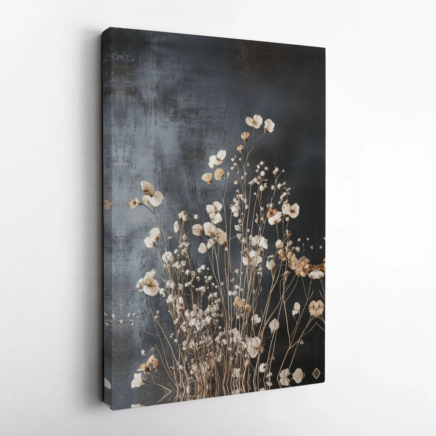 Moody Floral Canvas Print | Dried Wildflowers on Textured Background | Premium Gallery Wrapped Canvas | Rustic Farmhouse Wall Decor Gift