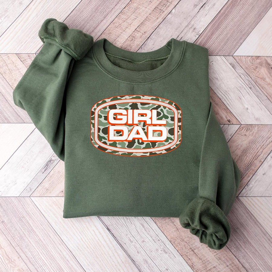 Girl Dad Sweatshirt | Camo Graphic Print | Soft Cotton Blend | Gift For New Dad Father's Day 2026 Birthday