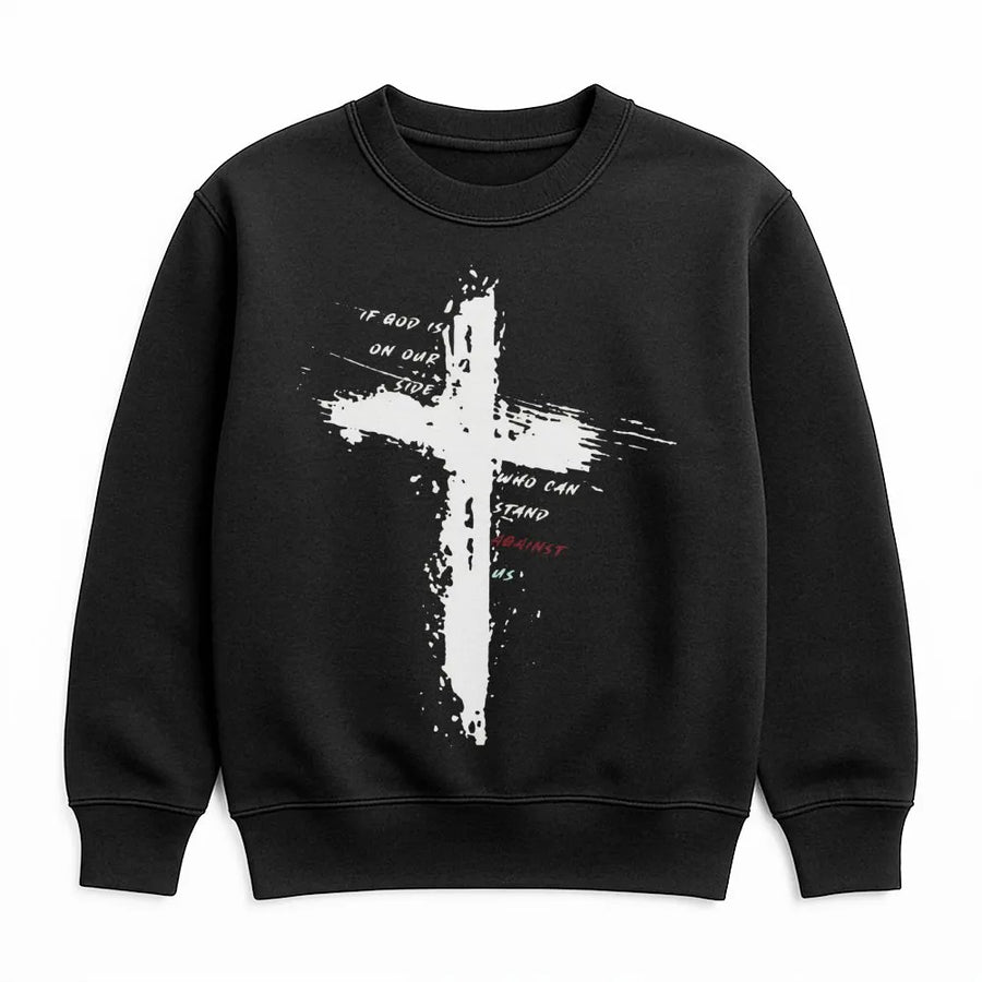 Christian Faith Sweatshirt | If God Is For Us Who Can Be Against Us | Premium Religious Crewneck | Unisex Scripture Bible Verse Gift
