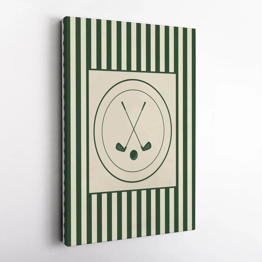 Golf Wall Art Canvas | Minimalist Crossed Clubs Emblem Design | Gallery Quality 1.25-Inch Profile | Sports Decor Gift for Golfers
