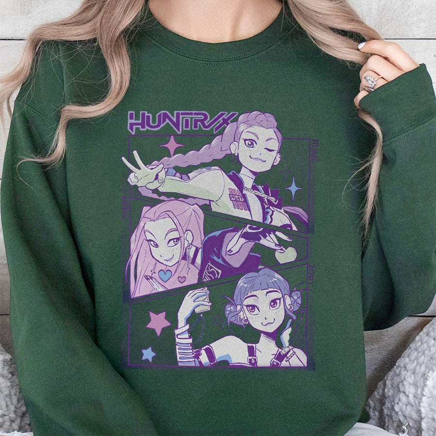 Huntrix Anime Graphic Sweatshirt | Kawaii Idol Demon Hunter Aesthetic | Cotton Blend Premium Pullover | Gift for Otaku Manga Fan
