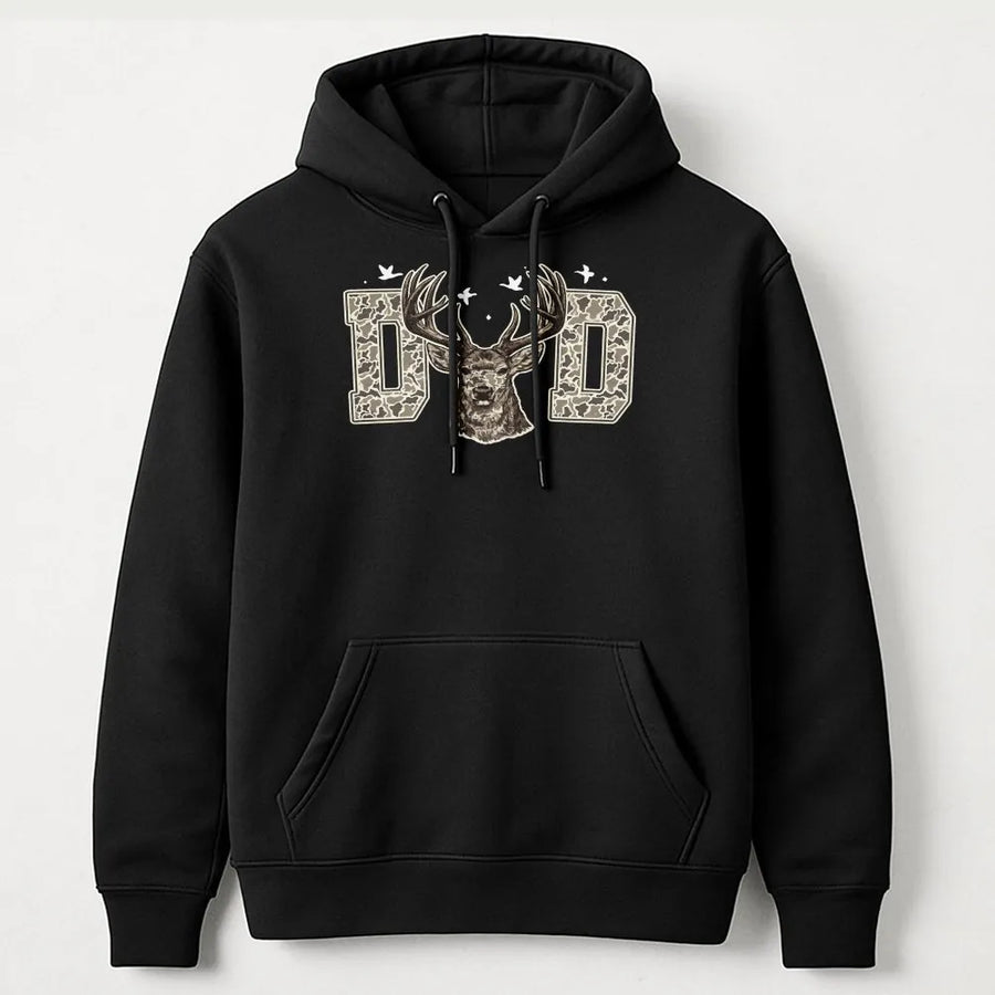 Deer Dad Hoodie | Camo Hunting Buck Design | Soft Cotton Blend | Wildlife Lover Gift for Him and Her