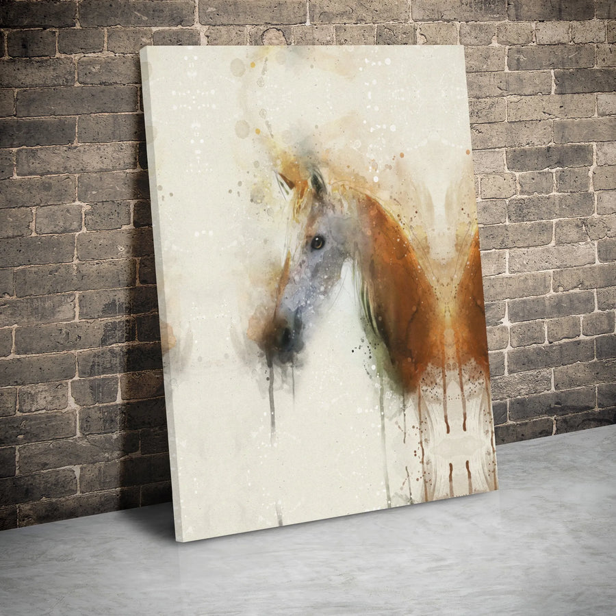 Horse Canvas Wall Art | Abstract Watercolor Equestrian Portrait | Premium Gallery Wrap Decor | Farmhouse Gift for Horse Lovers