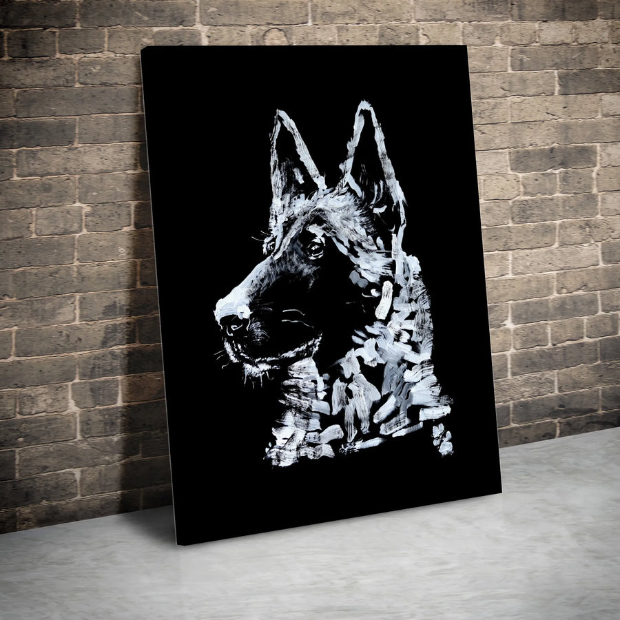 German Shepherd Dog Wall Art | Abstract Minimalist Portrait | Gallery Quality Canvas Print | Premium Modern Home Decor Gift