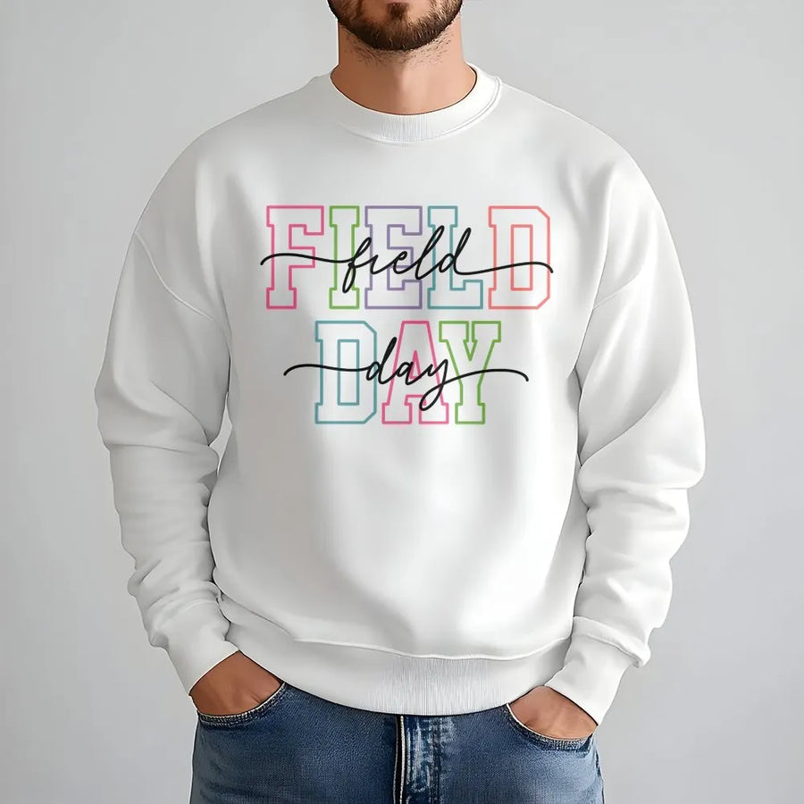 School Field Day Sweatshirt | Colorful Retro Graphic | Comfort Colors Cotton Tee | Gift for Teachers & Students