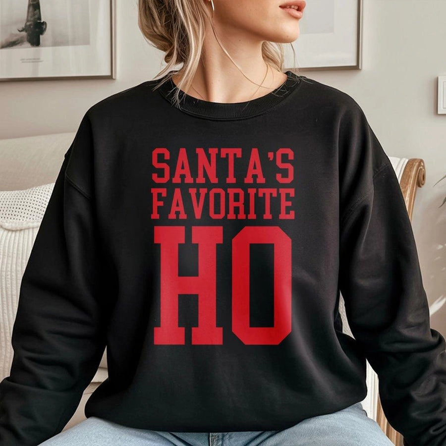 Santa's Favorite Ho Sweatshirt | Funny Christmas Holiday Quote | Unisex Soft Cotton Blend | Gag Gift for Her or Him