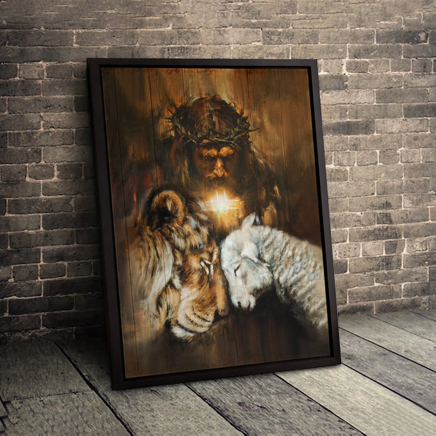 Jesus Lion and Lamb Wall Art | Christian Religious Canvas Print | Premium Gallery-Wrapped Decor | Faith Inspired Home Gift