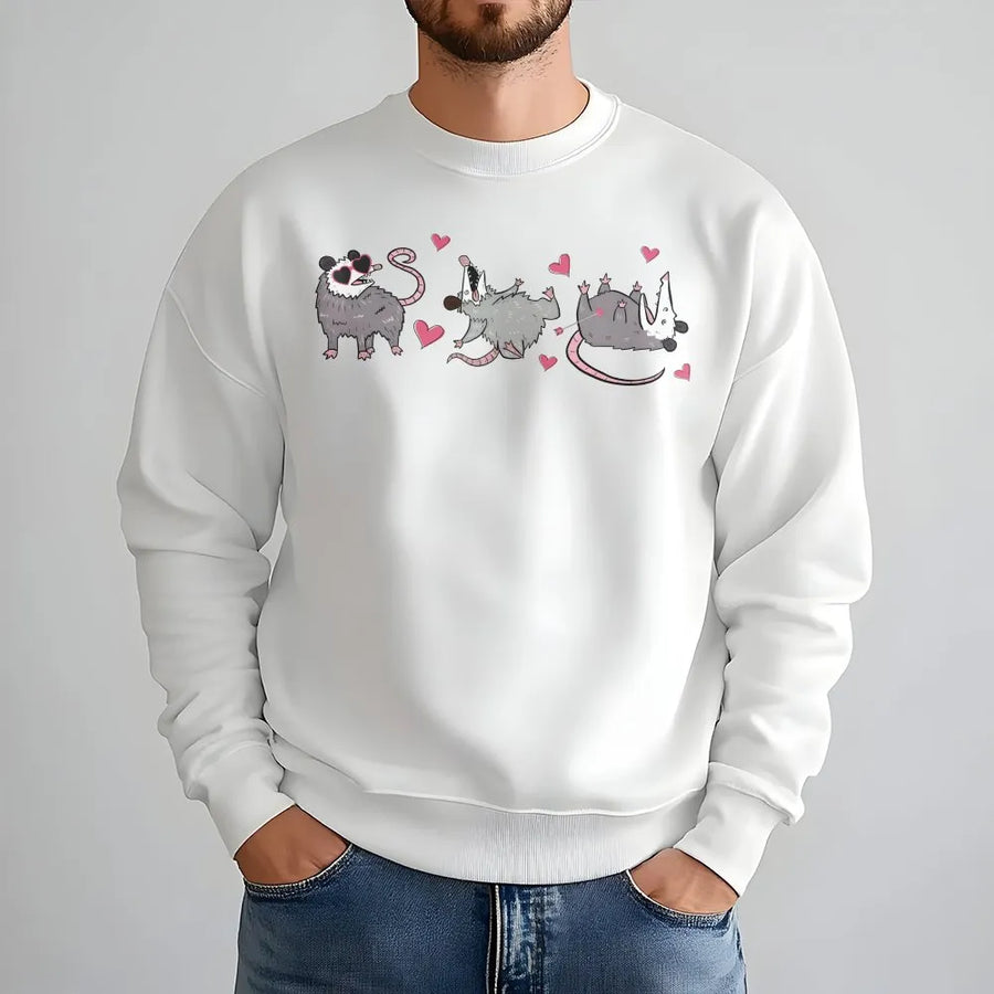 Possum Valentine Sweatshirt | Funny Opossum In Love Graphic Design | Premium Cotton Blend | Romantic Gift For Her Or Him