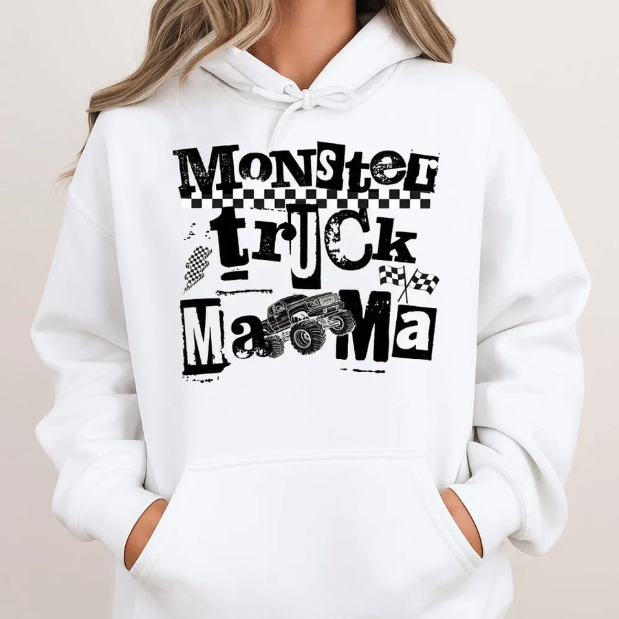 Monster Truck Mama Hoodie | Vintage Racing Graphic Pullover | Premium Cotton Blend | Gift For Racing Moms And Car Enthusiasts