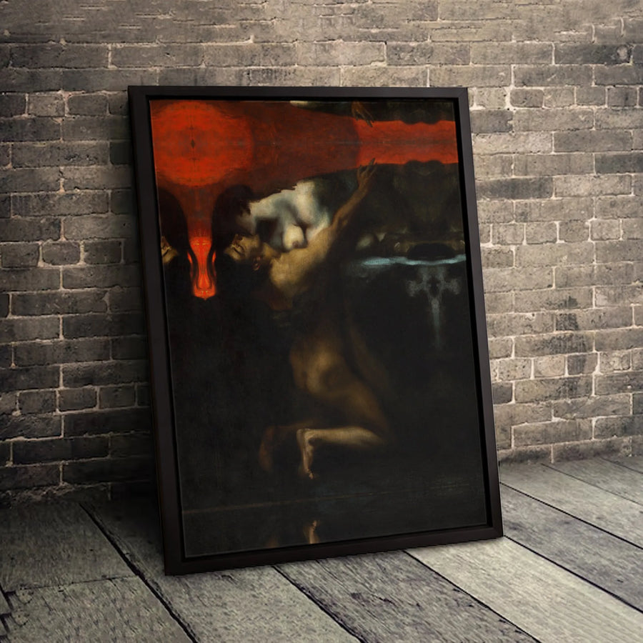 The Vampire Canvas Print by Philip Burne-Jones | Dark Gothic Victorian Wall Art | Premium 1.25-inch Thick Gallery Wrap | Moody Home Decor for Collectors
