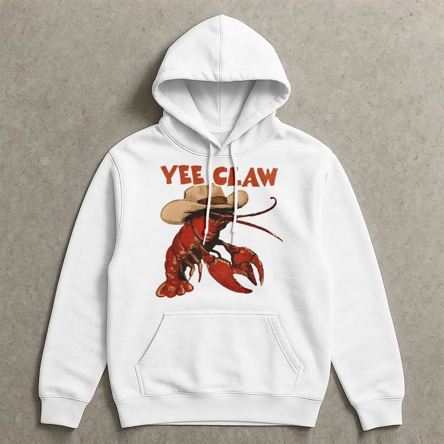 Lobster Cowboy Hoodie | Yee Claw Funny Western Graphic | Premium Cotton Blend | Gift for Ocean Lovers & Country Music Fans