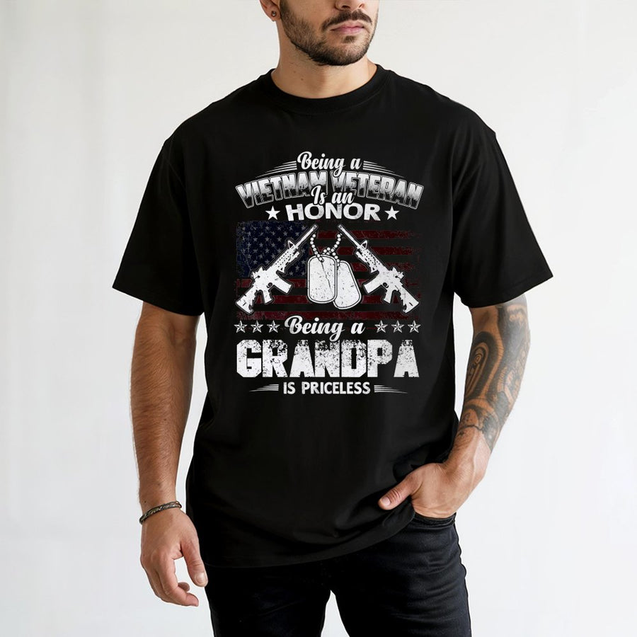 Vietnam Veteran T-Shirt | Grandpa Gift Idea | 100% Cotton Premium Military Graphic | Patriotic Shirt for Retired Army Hero Grandpa
