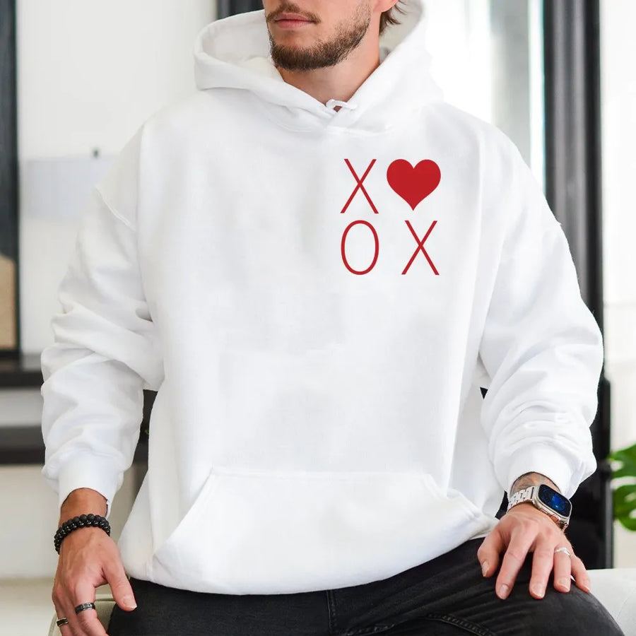 XOXO Heart Hoodie | Valentine’s Day Minimalist Graphic | Premium Soft Cotton Blend | Cute Romantic Gift for Her or Him