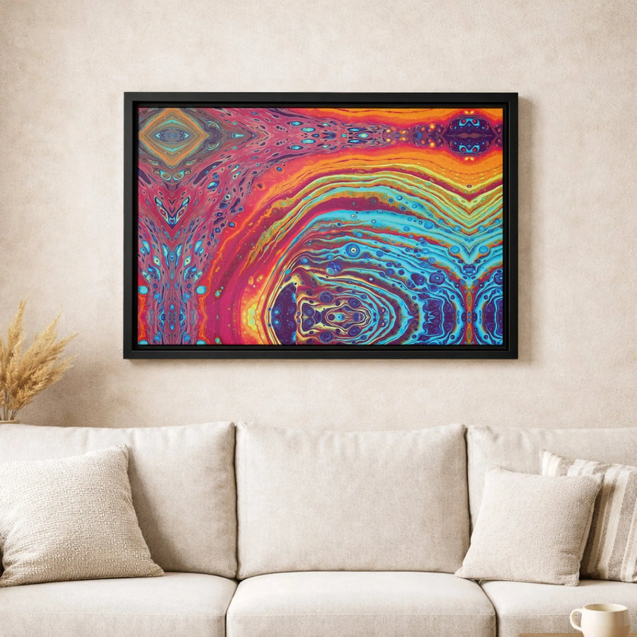 Abstract Fluid Art Canvas | Colorful Psychedelic Symmetry Print | Premium 1.25-Inch Gallery Wrap | Modern Home Office Decor