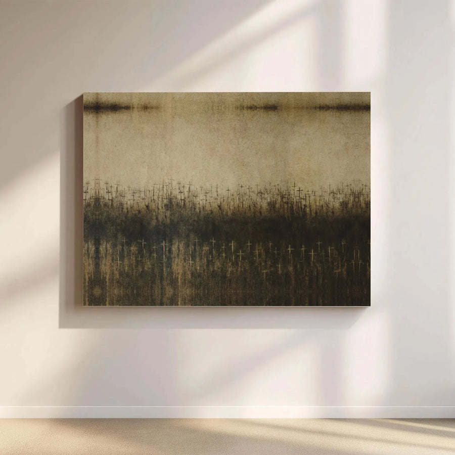 Abstract Cross Canvas Wall Art | Rustic Textured Faith Landscape Print | Premium Thick Gallery Wrap | Christian Home Decor Gift