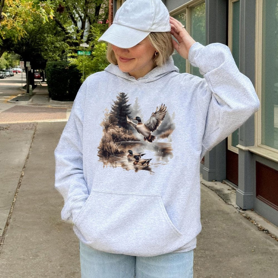 Mallard Duck Hoodie | Vintage Nature Pond Graphic Art | Premium Cotton Blend | Gift for Hunter Bird Watcher Outdoor Enthusiast