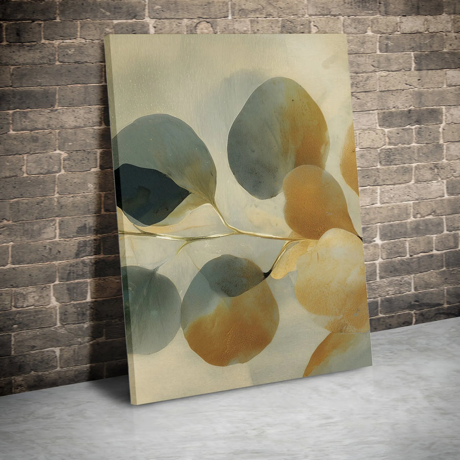 Abstract Botanical Vertical Canvas | Minimalist Eucalyptus Leaf Art Print | Premium Thick Gallery Wrap | Modern Farmhouse Home Decor Gift