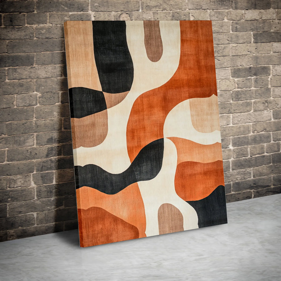 Abstract Organic Shapes Wall Art | Mid Century Modern Terracotta Print | Premium Gallery Canvas | Aesthetic Home Decor for Living Room