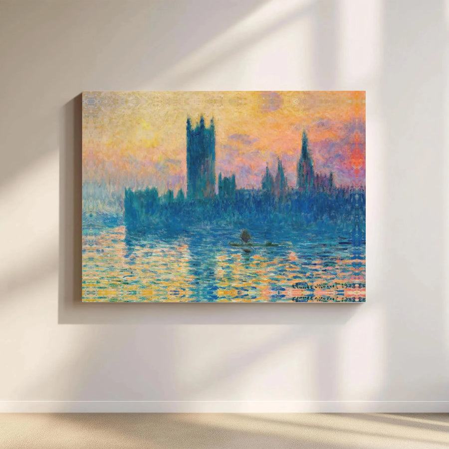 Claude Monet The Houses of Parliament Canvas Print | Impressionist Masterpiece Wall Art | Gallery Wrapped 1.25 Inch Profile | Classic Fine Art Decor Gift