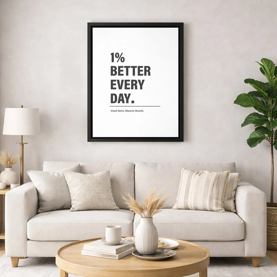 1% Better Every Day Canvas Wall Art | Motivational Quote Typography | Premium Fade-Resistant Print | Home Office Decor Gift