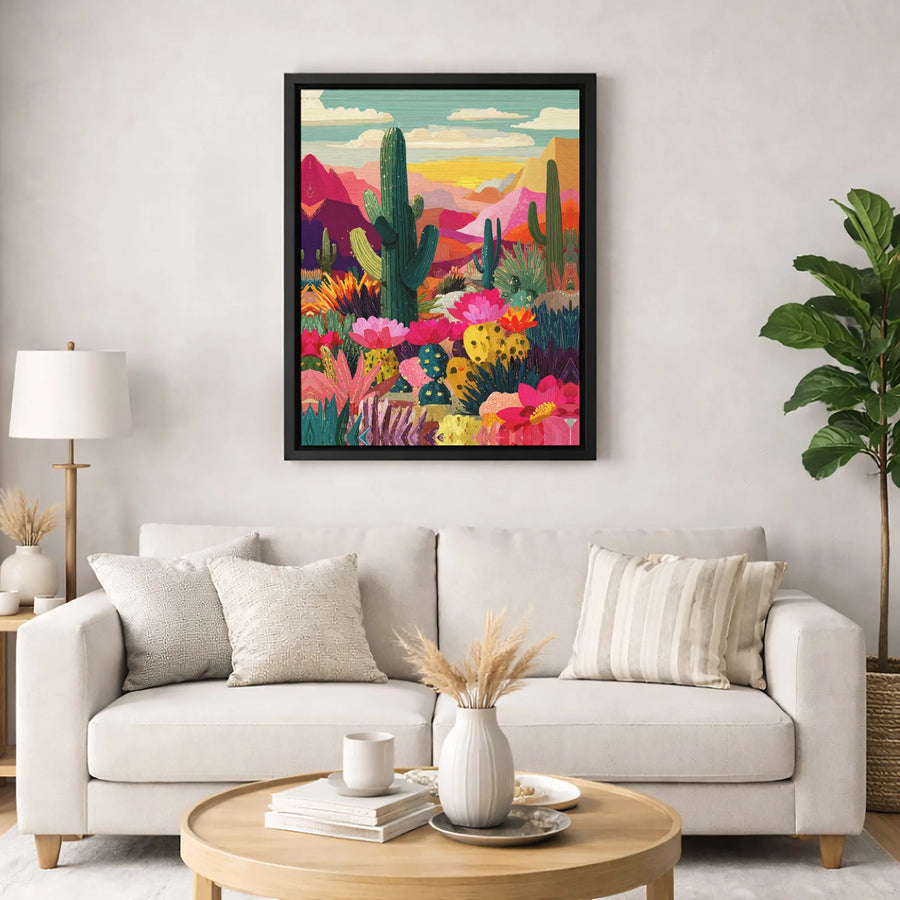 Desert Cactus Wall Art | Vibrant Southwestern Landscape Canvas | Premium 1.25-Inch Gallery Wrap | Modern Home Decor Gift