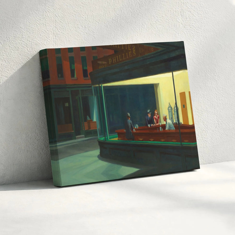 Edward Hopper Nighthawks Canvas Print | Iconic Diner Wall Art Decor | 1.25 Inch Gallery Wrap | Museum Quality Home Office Artwork Gift