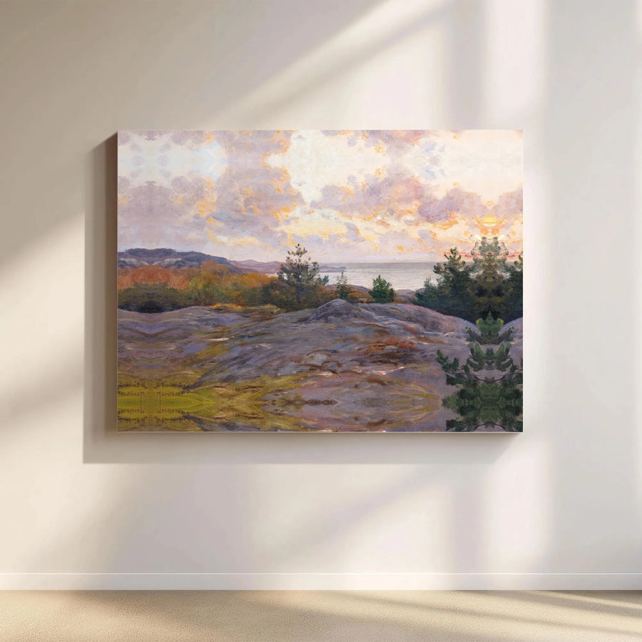 Vintage Seascape Canvas Print | Impressionist Coastal Sunset Painting | Premium Gallery Wrapped Wall Art | Living Room Decor Collector's Gift