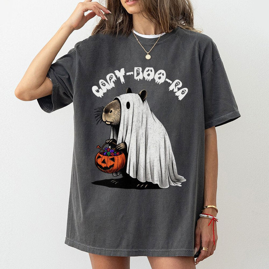 Capybara Ghost T-Shirt | Funny Halloween Costume Graphic | 100% Cotton Premium Tee | Spooky Season Gift For Animal Lovers