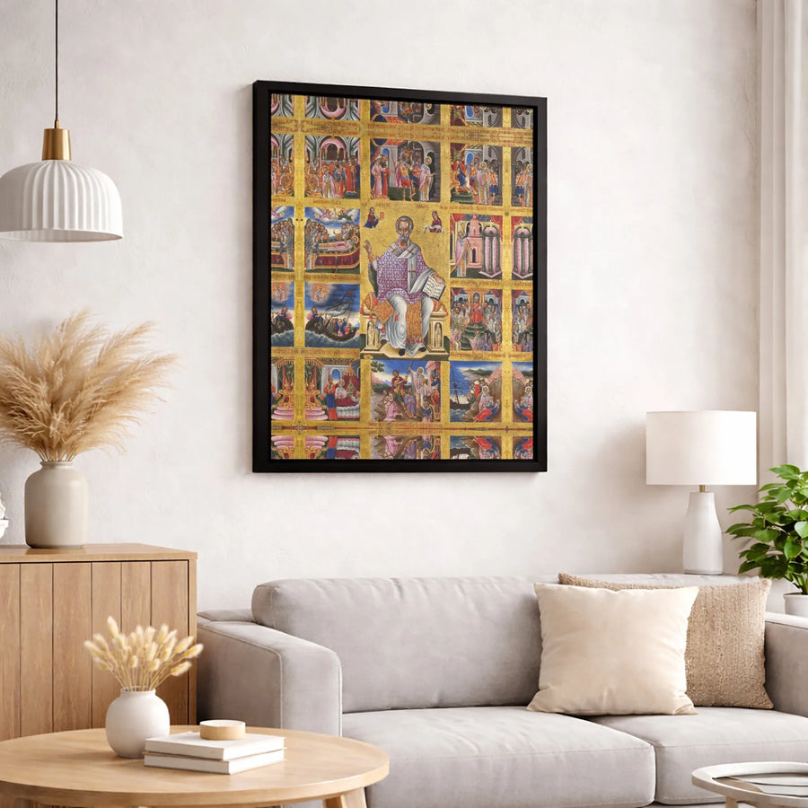 Saint Nicholas Orthodox Icon Canvas | Byzantine Religious Wall Art | Premium Fade-Resistant Print | Catholic Home Decor Gift