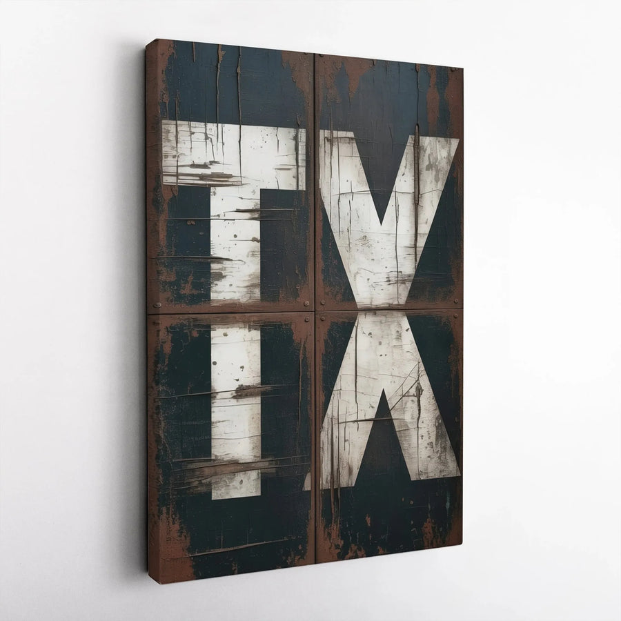 Texas Wall Art | Rustic Industrial TX Typography | Premium Gallery-Wrapped Canvas | Modern Farmhouse Decor Gift
