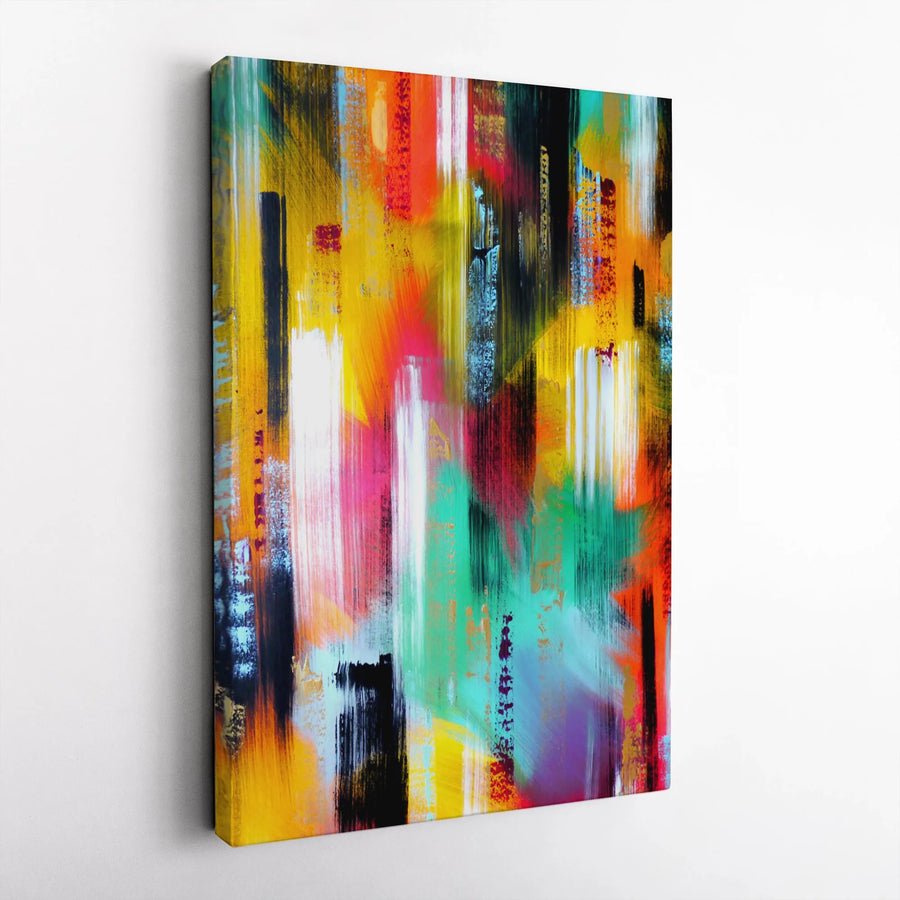 Colorful Abstract Canvas Art | Vertical Brushstroke Wall Decor | 1.25 Inch Gallery Wrap | Modern Statement Piece For Home And Office