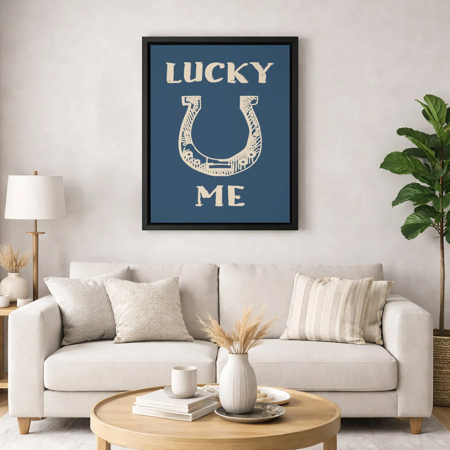 Lucky Me Horseshoe Canvas Art | Rustic Western Wall Decor | 1.25 Inch Premium Gallery Wrap | Good Luck Gift for Home or Office