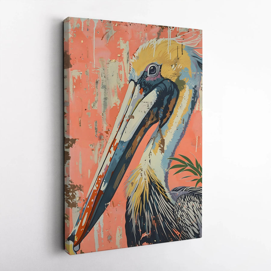 Pelican Wall Art Canvas | Modern Pop Art Bird Painting | Premium Thick Gallery Wrapped Canvas | Coastal Home Decor Gift