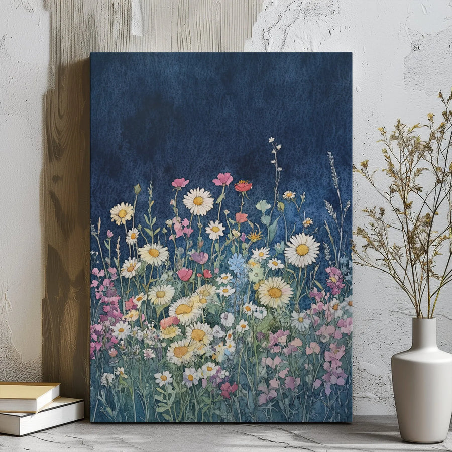 Wildflower Meadow Canvas Wall Art | Watercolor Floral Garden Print | Premium Gallery Wrapped Stretched Decor | Botanical Home Living Room Gift