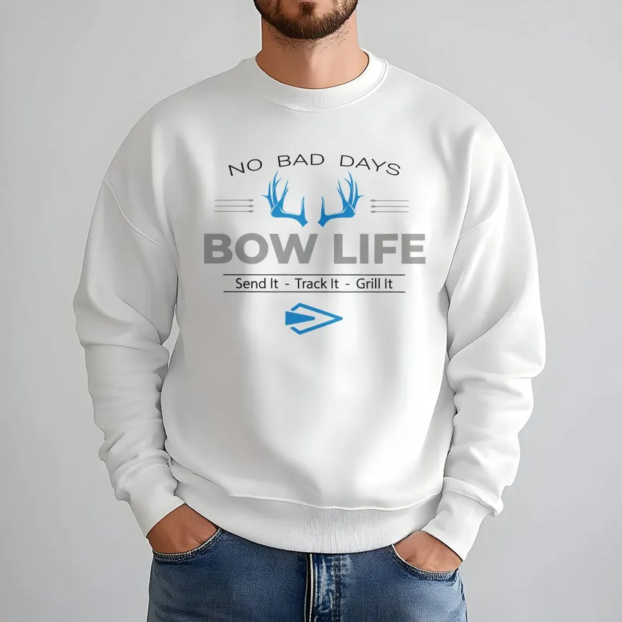 Bow Life Hunting Sweatshirt | Archery Antler Graphic with "Send It Track It Grill It" | Premium Cotton Blend | Gift for Deer Hunter