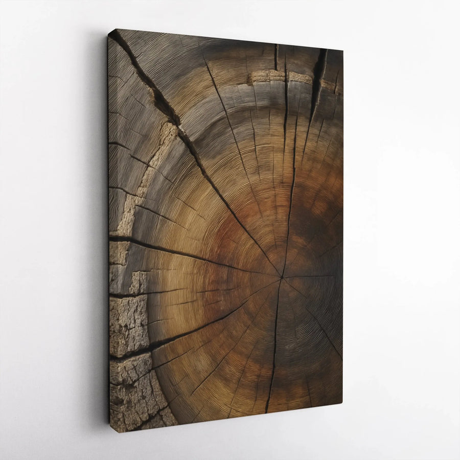 Rustic Tree Ring Canvas Print | Abstract Wood Grain Wall Art | Premium Gallery Wrapped Decor | Nature Inspired Interior Design for Living Room