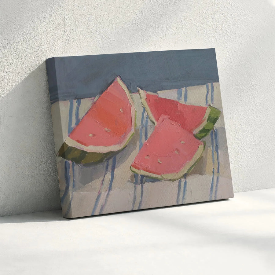 Watermelon Canvas Wall Art | Impressionist Summer Fruit Painting | Premium Gallery Quality Print | Kitchen & Dining Room Decor Gift