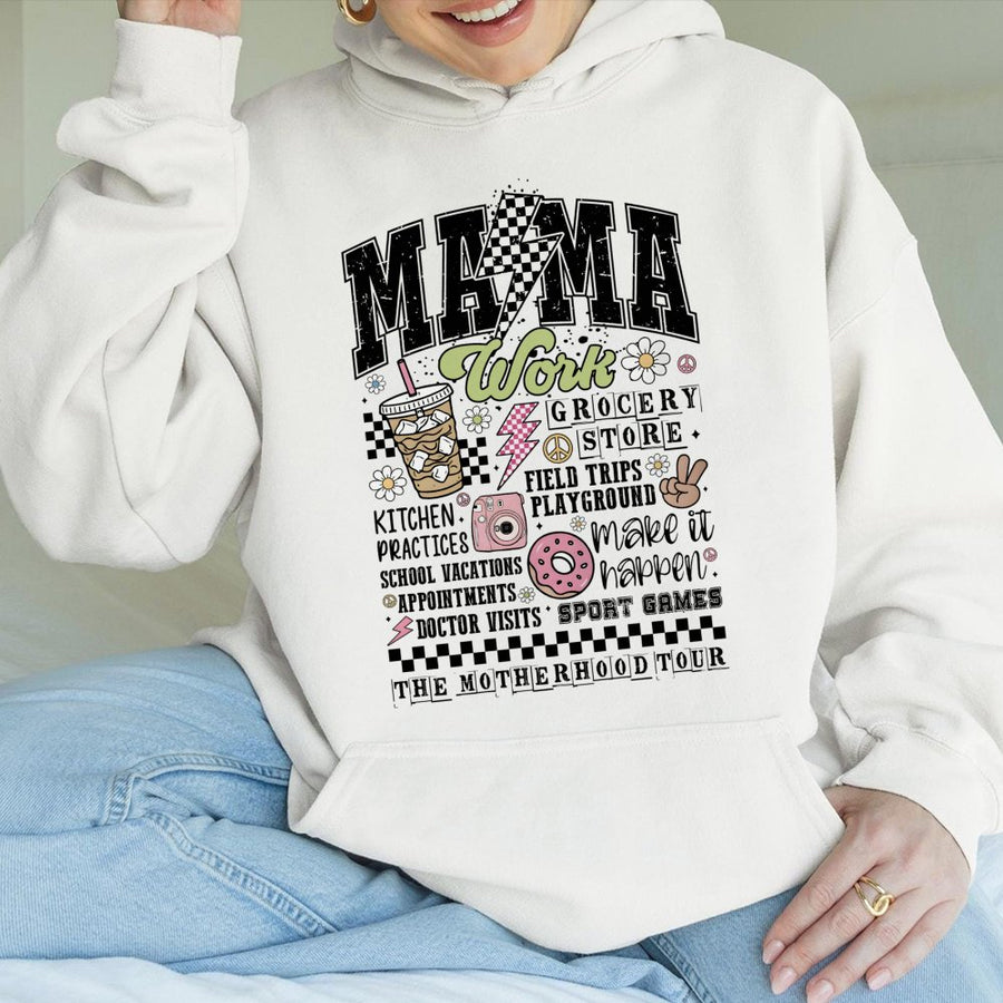 Mama The Motherhood Tour Hoodie | Funny Retro Mom Life Graphic | Soft Cotton-Blend Premium Sweatshirt | Unique Gift for Busy Moms and Mothers