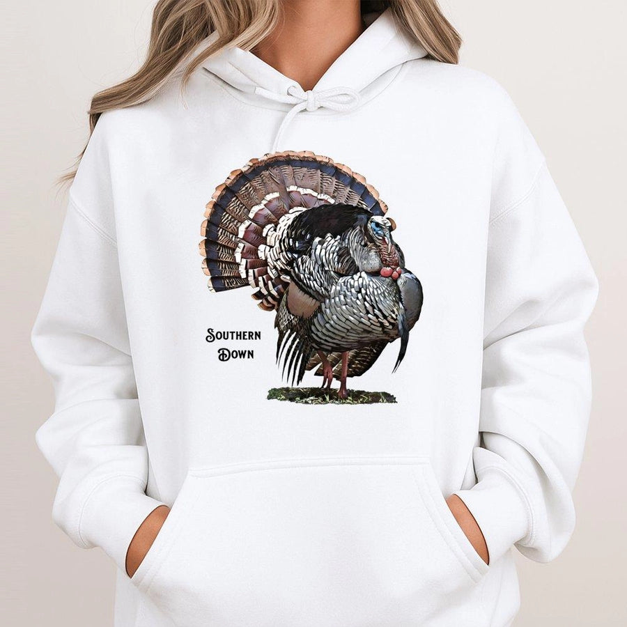 Wild Turkey Hoodie | Detailed Wildlife Graphic Print | Premium Cotton Blend | Hunting Gift For Outdoorsmen And Nature Lovers