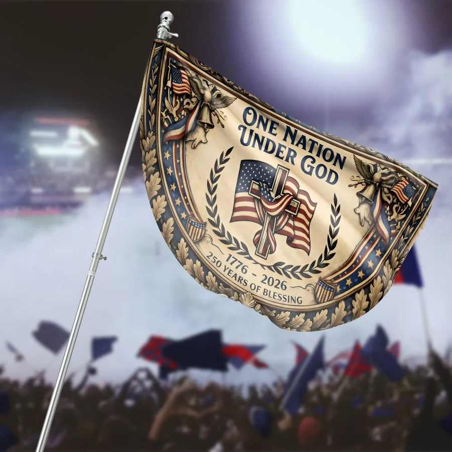 USA 250th Anniversary House Flag | One Nation Under God Vintage Seal | Double Sided Premium Polyester | Commemorative Patriotic Gift