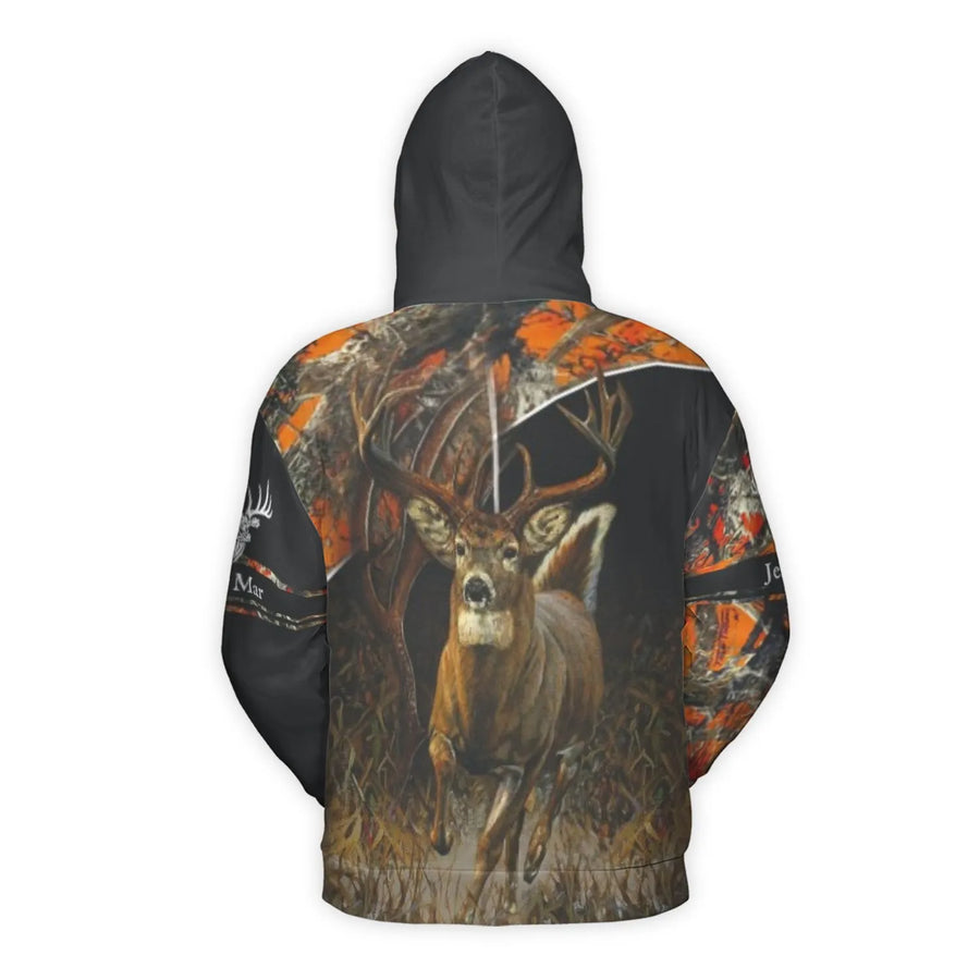Whitetail Deer Hunting Hoodie | Realistic Buck 3D Print | Premium Polyester Brushed Fleece | Gift for Hunters